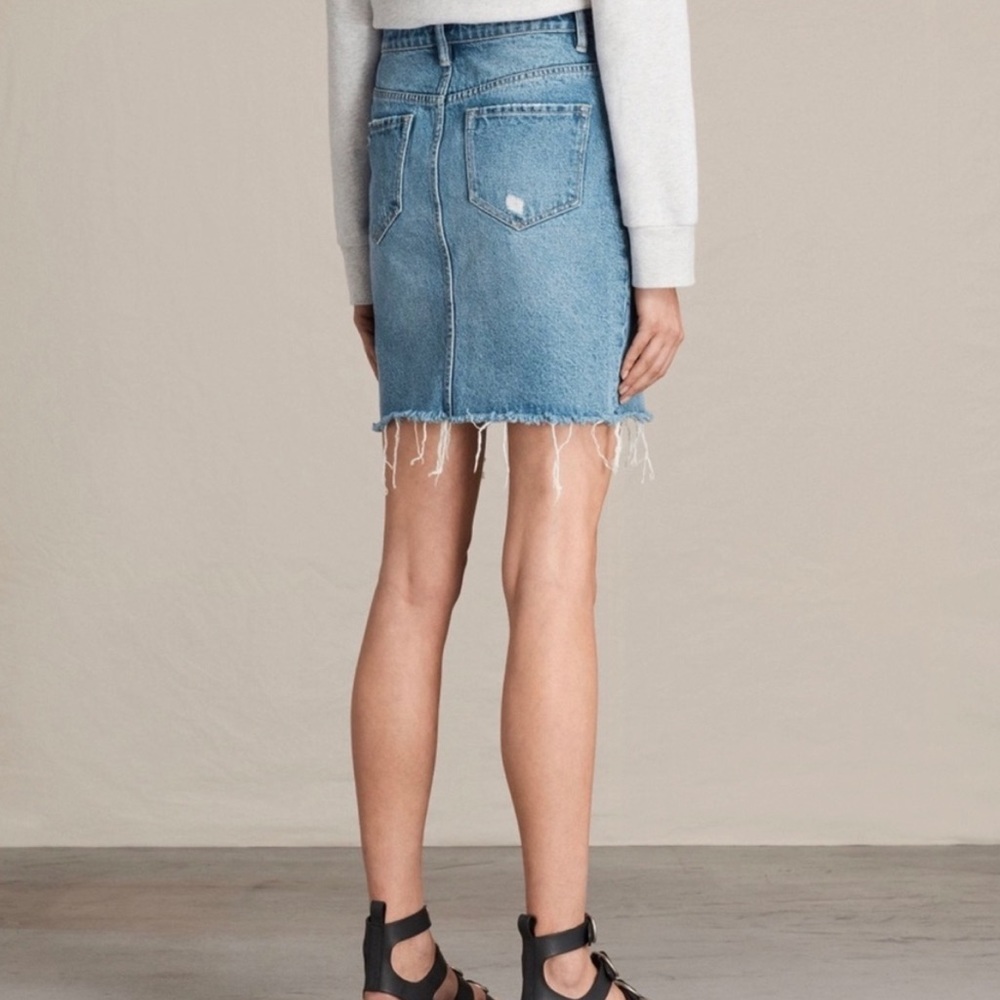 NWT ALLSAINTS Kim Denim Distressed Skirt - Picture 3 of 6